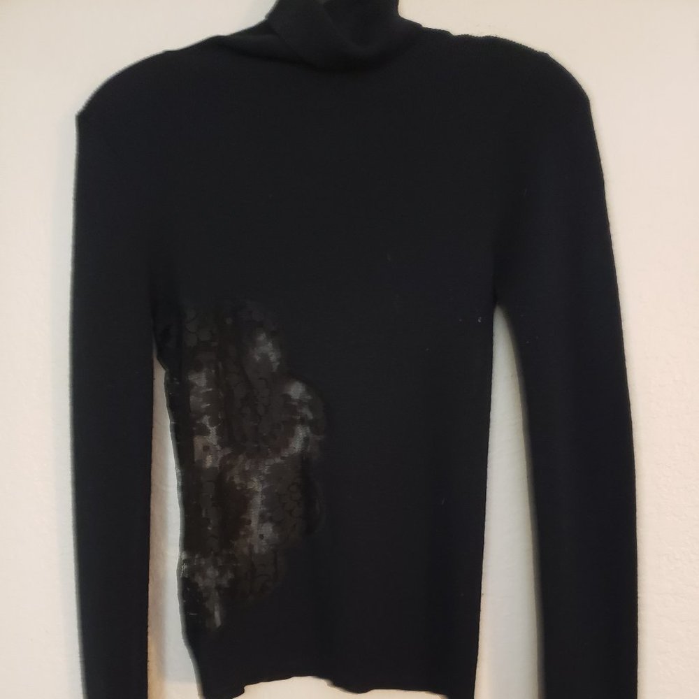 D & G - Adorable Black Turtle Neck Sweater With Sheer Lace Side S-36/38 EU